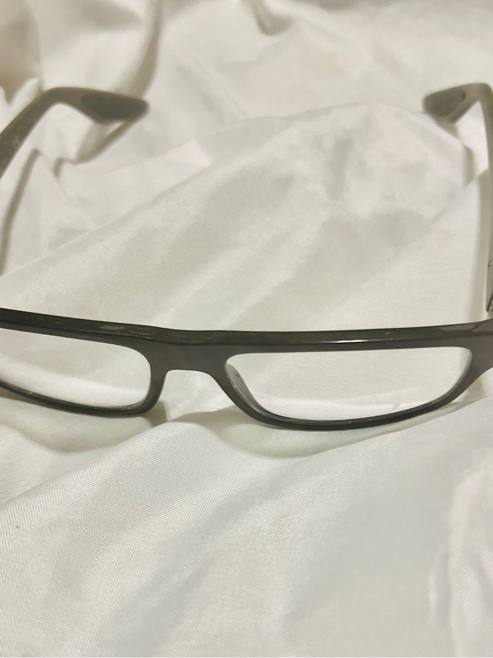 Prada Men's Rectangular Glasses in Dark Brown / Gray (some scratches)